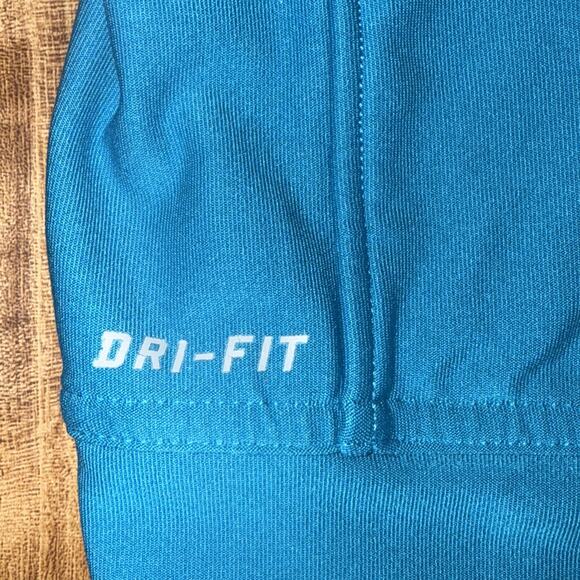 Nike Dri-Fit Women's L Turquoise Workout Jacket Full Front Zip Collar White Trim - Picture 7 of 7